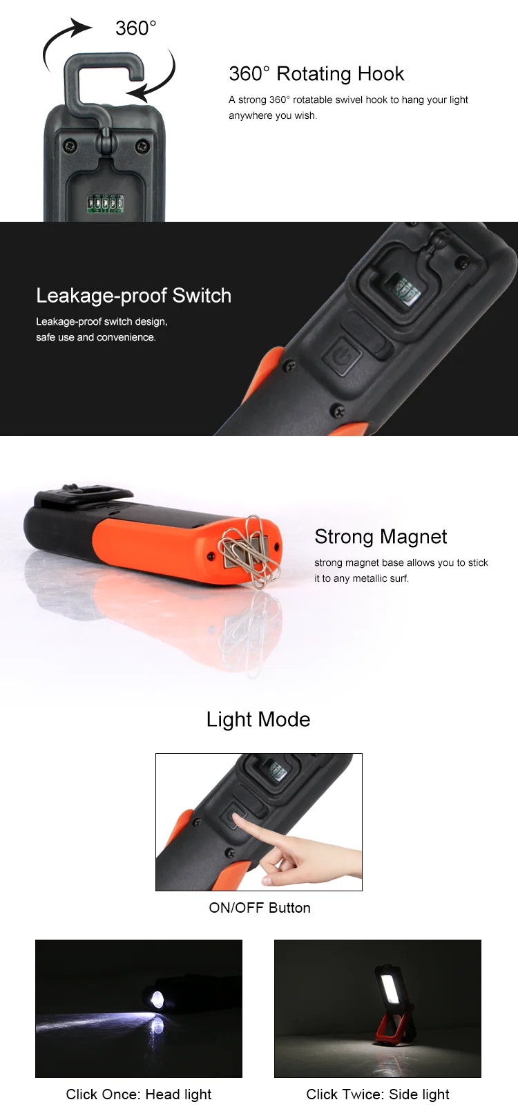 high lumen COB rechargeableLED Work Light