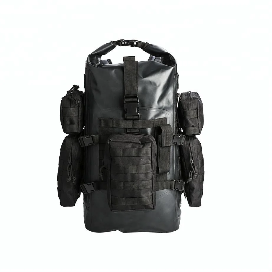 

Custom best high quality PVC tarpaulin durable army bag rucksack hiking black waterproof dry military backpack, Odm;army green