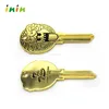 OEM design gold electroplating antique keys with engrave logo , metal key chain custom logo