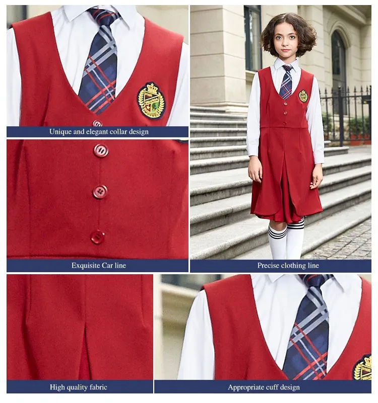 red school pinafore