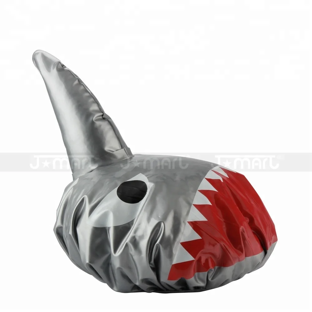 

Customized Waterproof Disposable Kids Plastic Baby Shark Shower Cap, Silver