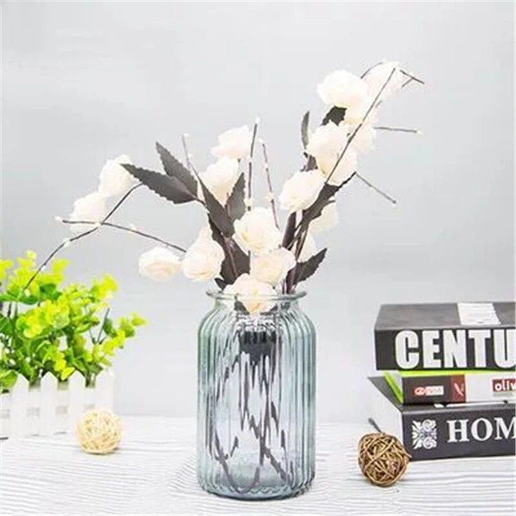 Aihpo06 Cheap Tall Wholesale Blue Clear Colored Crystal Glass Vase