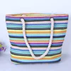 Personalized Custom Horizontal Width Stripe Bag Cotton Tote Bag Folding Beach Canvas Bag