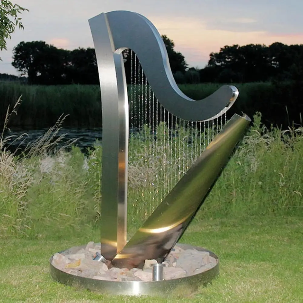 

Customize harp water fountain for garden sculpture, Silver