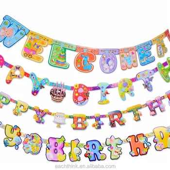 Cheap Baby Birthday Theme Party Paper Letters Happy Birthday
