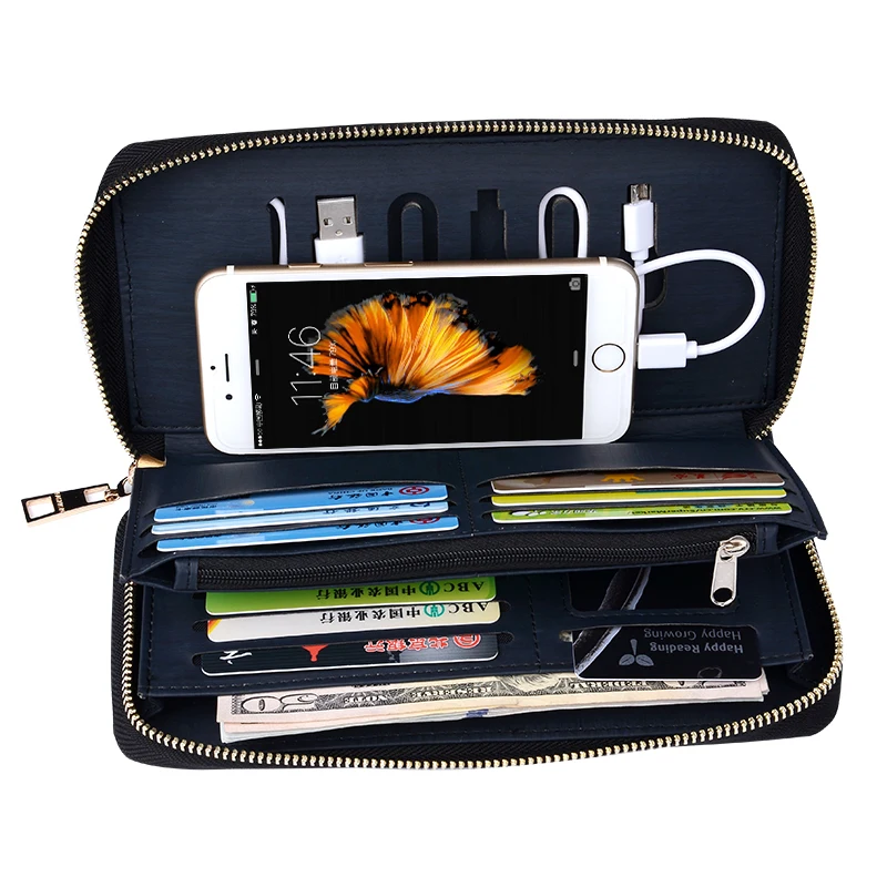 Factory wholesale rechargeable money bag with wine power bank wallet leather card holder - ANKUX.COM
