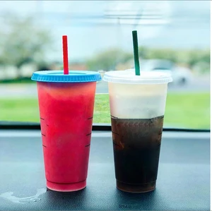 Image of Reusable Plastic tumbler Cold Temperature color changing cup,Promotion plastic color changing