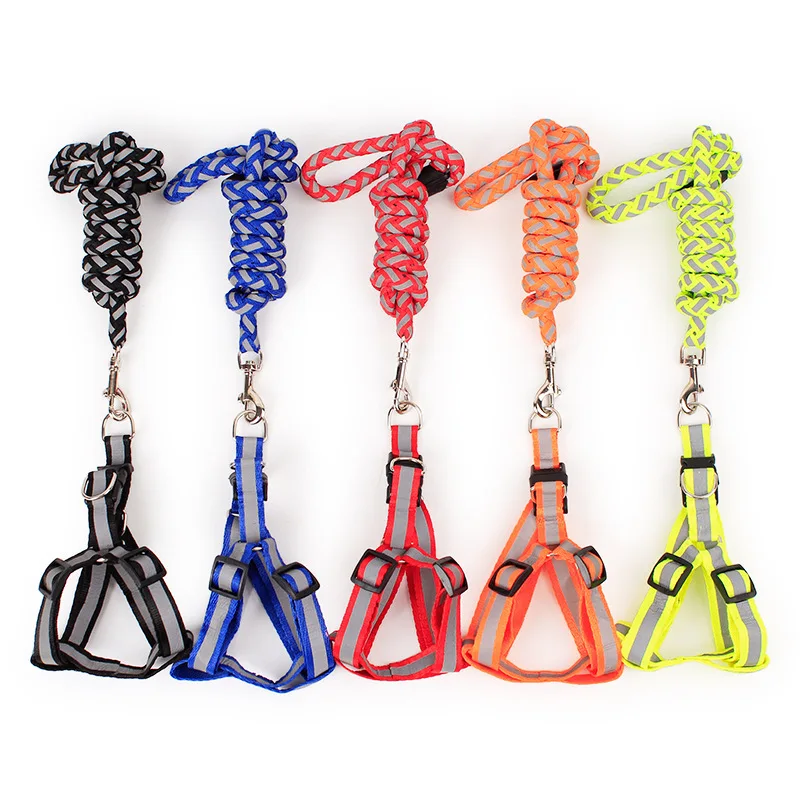 

KR393 Wholesale dacron reflect light dog harness pet leashes, As photo