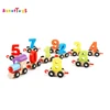 colorful and fancy wooden number train wooden pulling train toy