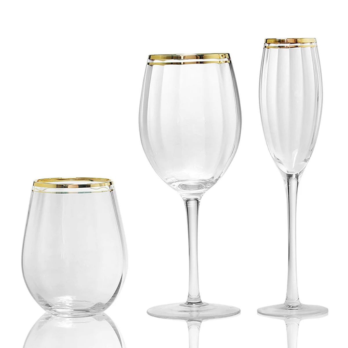 Sxgc Lead Free Custom Handmade Vertical Stripe Gradient Color Gold Rim