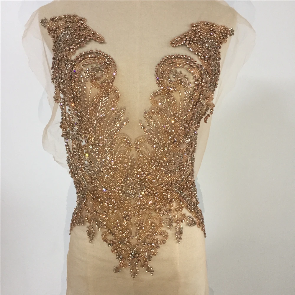 

Sew on new large added white/nude sequin beaded lace appliques for wedding dress, As image