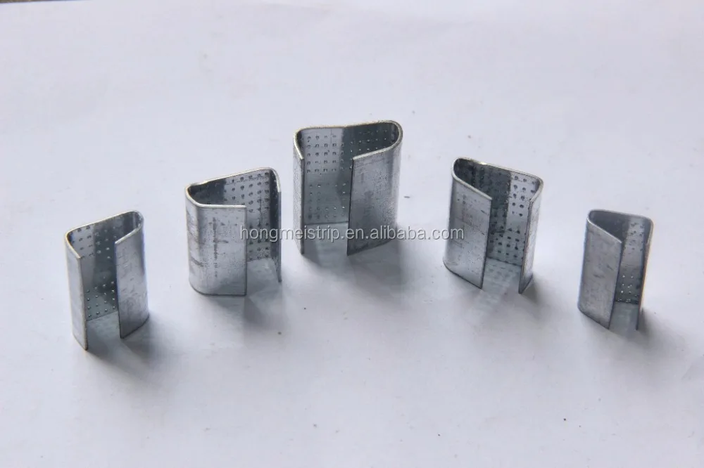 HALF OPEN GALVANIZED STEEL STRAPPING CLIPS SERRATED PLASTIC STRAPPING SEALS