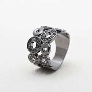 Wholesale Women Unique Black Plating Thumb Finger Rings Austria crystal Jewelry Spot Supply