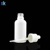 1OZ 30ml childproof caps solid white ,frosted white , glass dropper bottle with pipette for e liquid oil