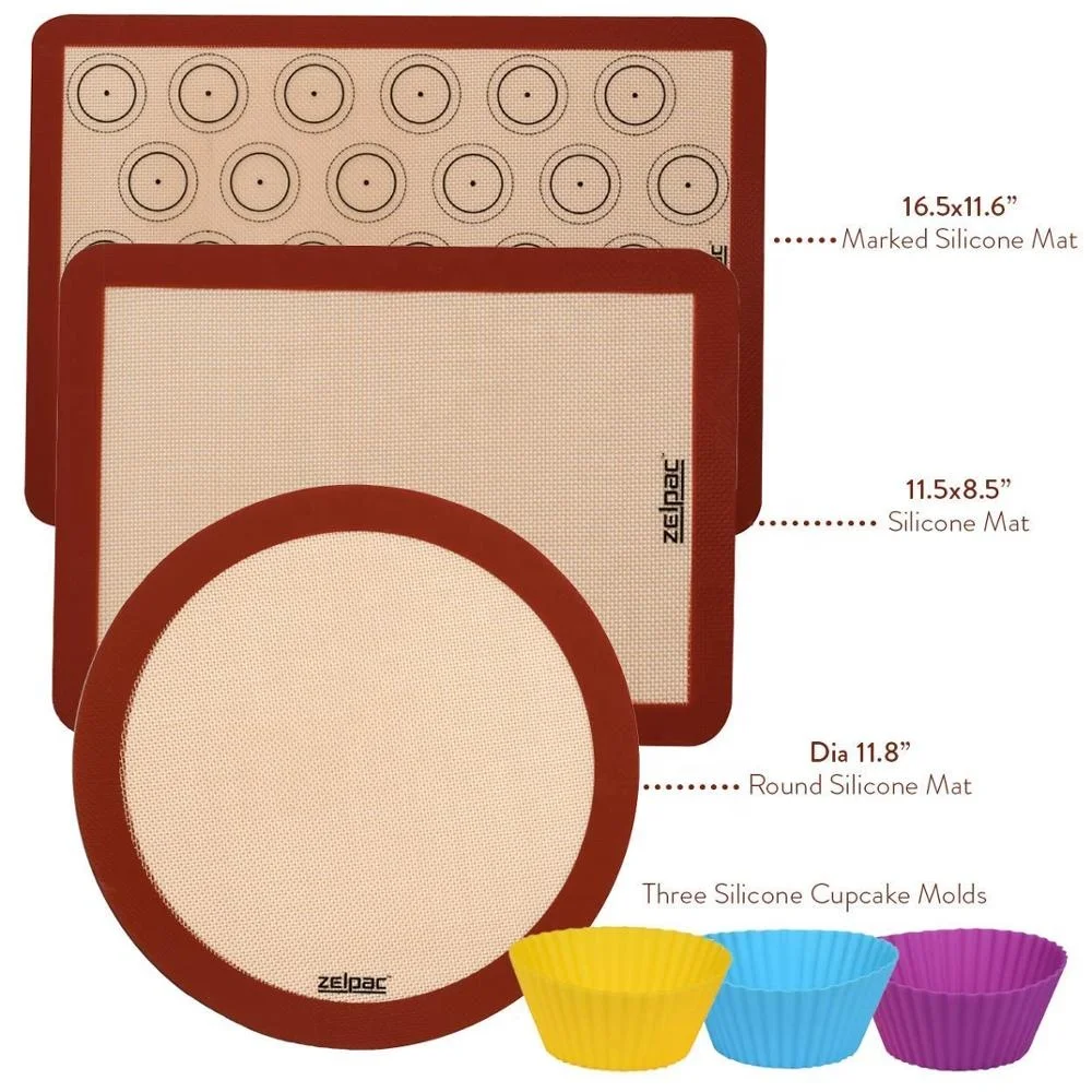 

Pack 2 LFGB Approval Silicone Baking Mat Round silicone Cooking Mat, Custom color