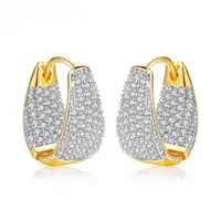 

LUOTEEMI 18K Gold Plated Hoop Earrings New Fashion Simple AAA Tiny Cubic Zirconia Paved CZ Stone Earring Jewelry