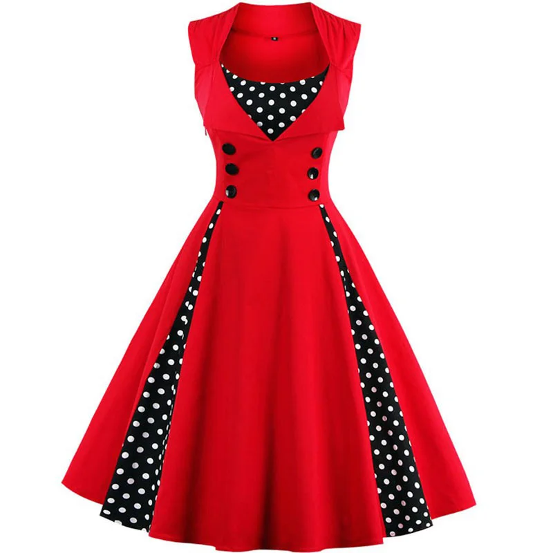 

S-4XL Women Robe Retro Vintage Dress 50s 60s Rockabilly Dot Swing Pin Up Summer Party Dresses Elegant Tunic Vestidos Casual