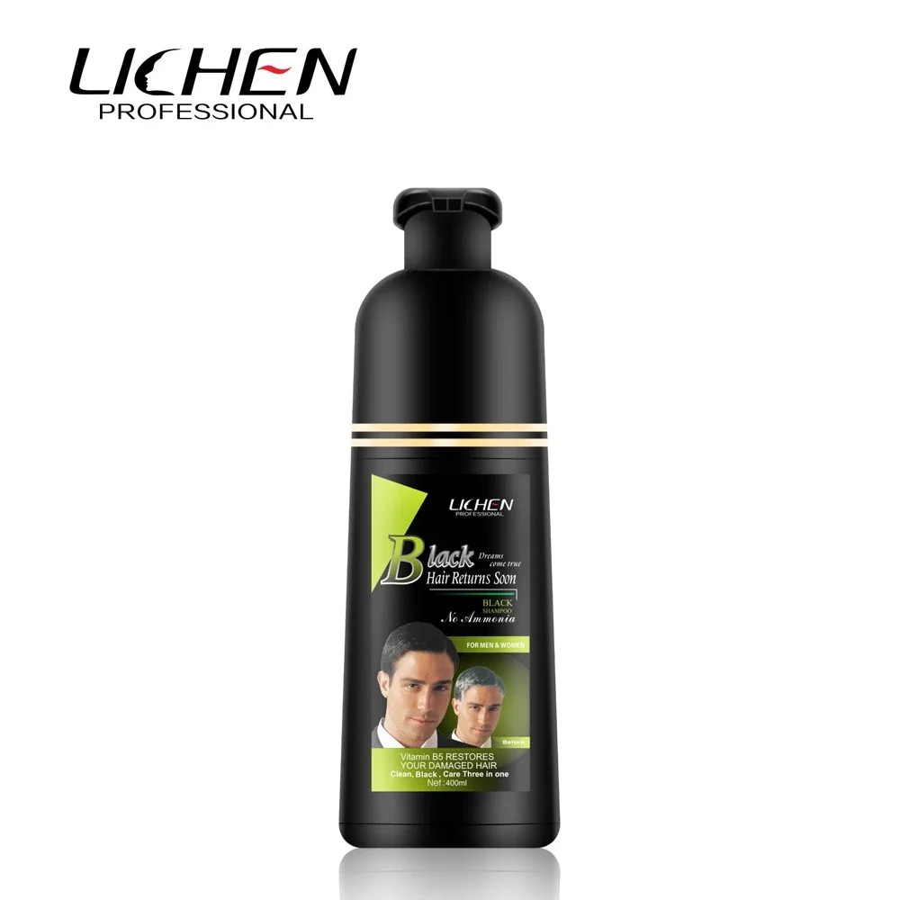 

Lichen Private Label Professional Fast Dyeing Nourishing magic black hair shampoo