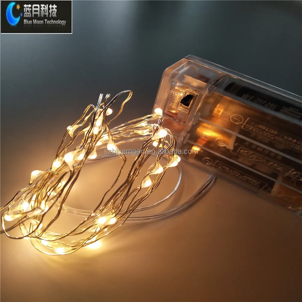 BATTERY OPERATED FAIRY LIGHTS 2M 20 LED MICRO WARM WHITE LEDs ON SILVER WIRE
