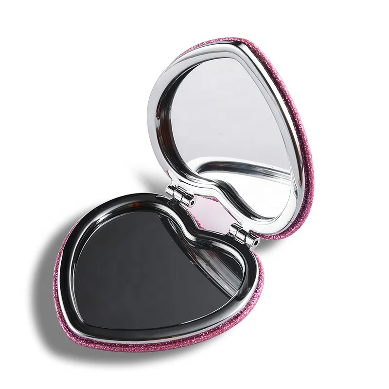 

Bling Bling Beauty Red PU Leather Dual Sides Heart Shape Compact Cosmetic Pocket Mirror, Customized color