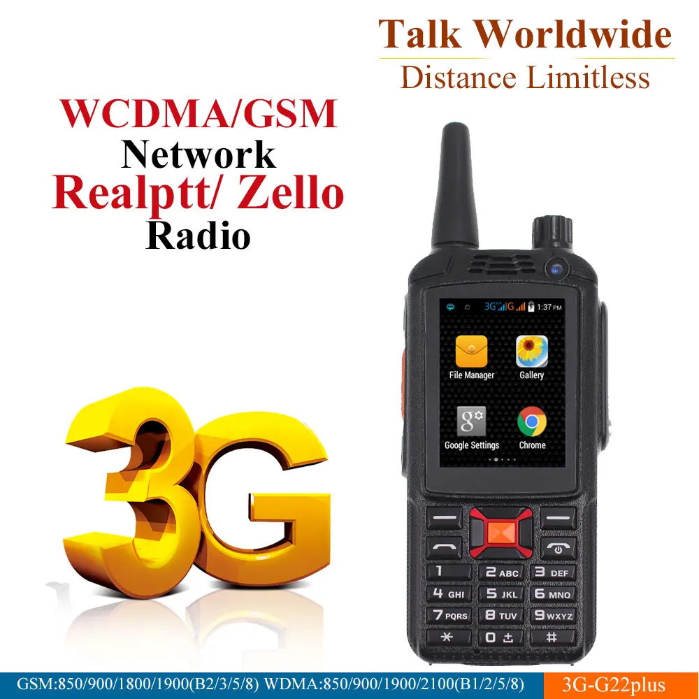 

PTT Radio Real PTT/ZELLO Smart GSM WCDMA G22+ /F22 plus mobile phone with wifi Android Handheld radio