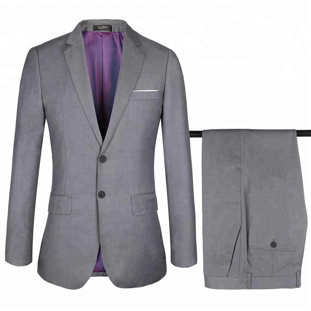 

Top Quality Grey Coat Pant Men Suit Mens 2 pc 2 Button Slim Fit Suits