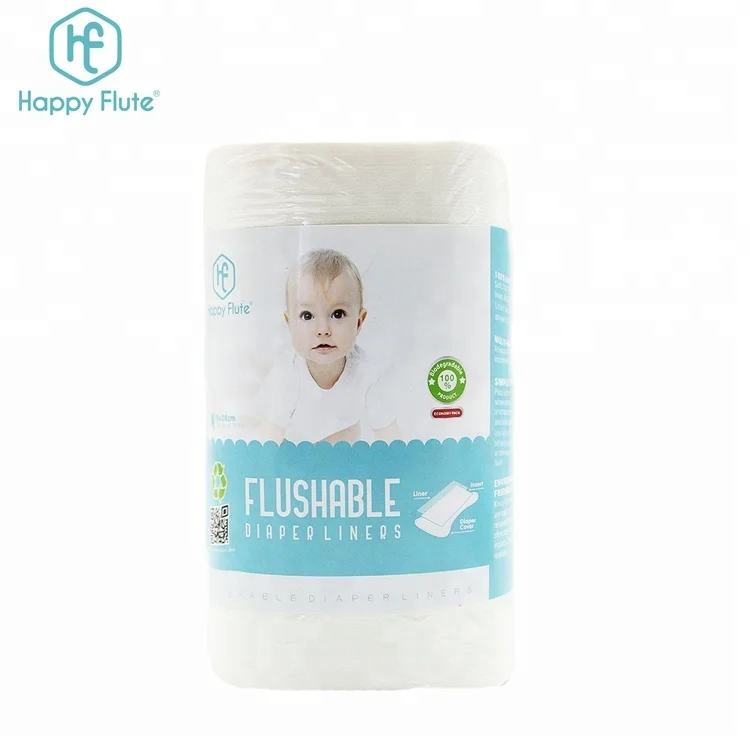 

Happyflute custom label disposable bamboo terry liner Biodegradable bamboo diaper nappy liner, White