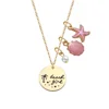 316L Stainless Steel Multiple Pendant Necklace Beach Girls Jewelry Pink Sea Shell Starfish Necklace With Pearl
