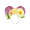Gilr Sequin Minnie Ear Floral Headbands Flower Crown Kids Hair Accessories