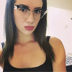 SHINELOT M506 Rhinestone Eyeglass Frames Diamond Cat Eye Optical Glasses Women Glasses Eyewear CE 2