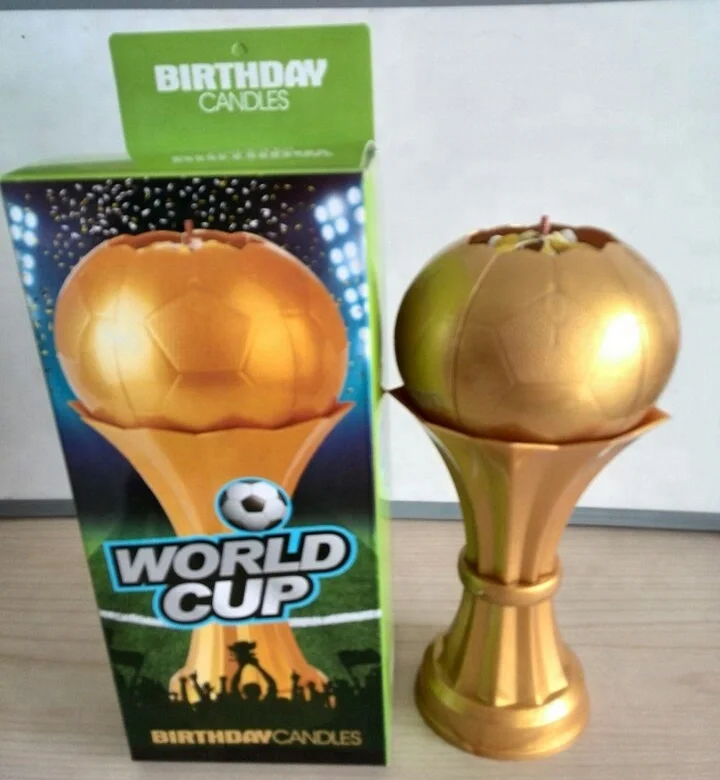 Wholesale Birthday Candle Football Design World Cup Champion Gold Music