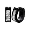 Classic Stainless Steel CZ Gem Black Plated Oval Hoop Earrings
