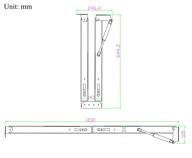 
home convertible cabinet table dining wall mounted 2 in 1 conceal hidden rise gas hydraulic hardware fitting furniture slide 
