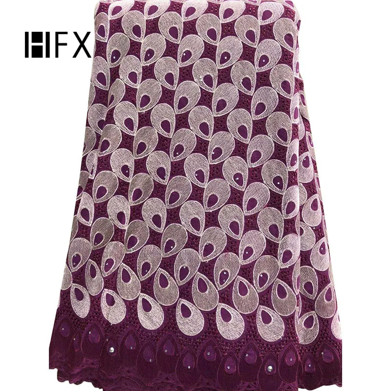 

HFX Wholesale African Swiss Voile Lace Fabric Embroidery Cotton Indian Dress Lace Fabric for Girls, Burgandy