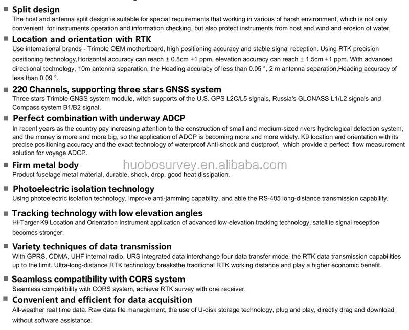 220 Channels Split Design K9 Location & Orientation Instrument with RTK