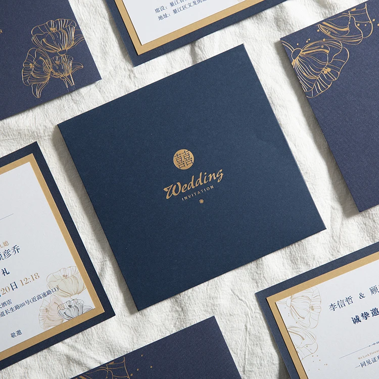 Blue Fancy Hot Stamping Wedding Invitation Cards - Buy Blue Wedding ...