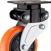 6 inch Heavy Duty shock absorbing spring loaded cast iron PU caster