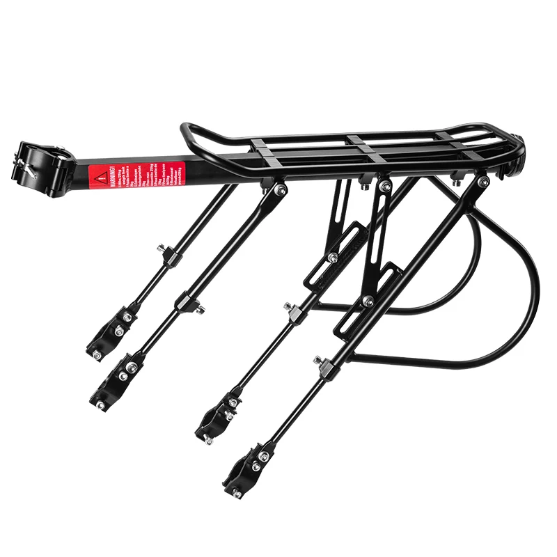 

ROCKBROS Semi Quick Release Bicycle Luggage Carrier Aluminum Alloy Bike Rear Rack with Tail Light, Black