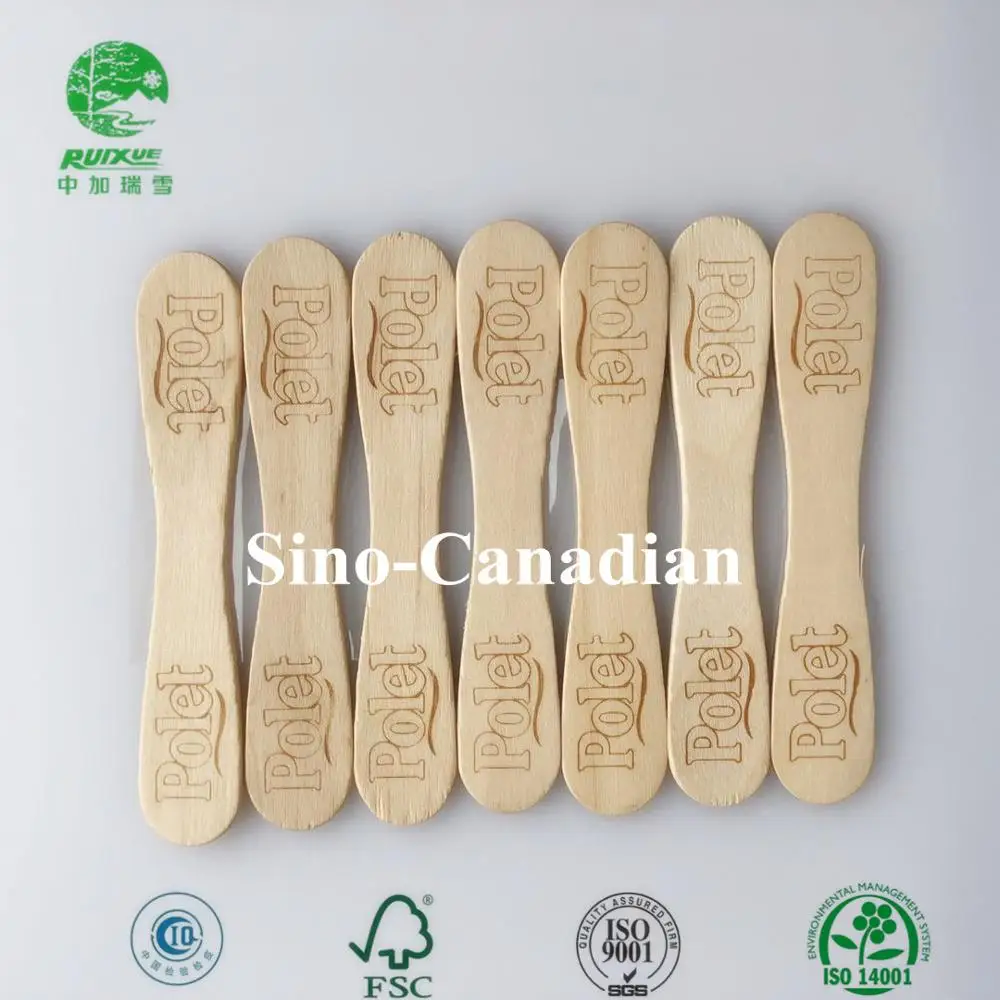 
94mm birch wood ice cream stick spoon with printed logo 