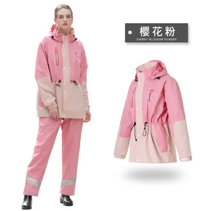 Image of waterproof Pongee pvc raincoat suit high quality Polyester raincoat / rain gear