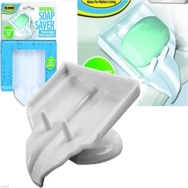 
soap dish saver waterfall drain/STOP mushy soap clean & dry Plastic Soap Holder 