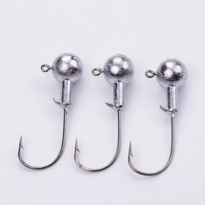 

High Quality Lead Head Hook Jigs Bait Fishing Hooks For Soft Lure Fishing Tackle, Silver