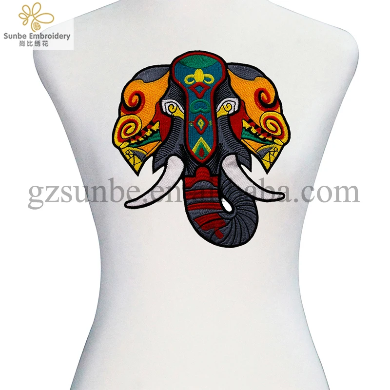 

Multicolors Elephant Head Embroidery Fabric Back Patches Applique Scrapbooking Motif Badges for Clothes Sewing can be customized