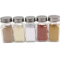 

Factory Hot Sales 5 Pieces 100ML Vintage uv Glass Spice Jar Set With Plastic Sifter And SS Lid