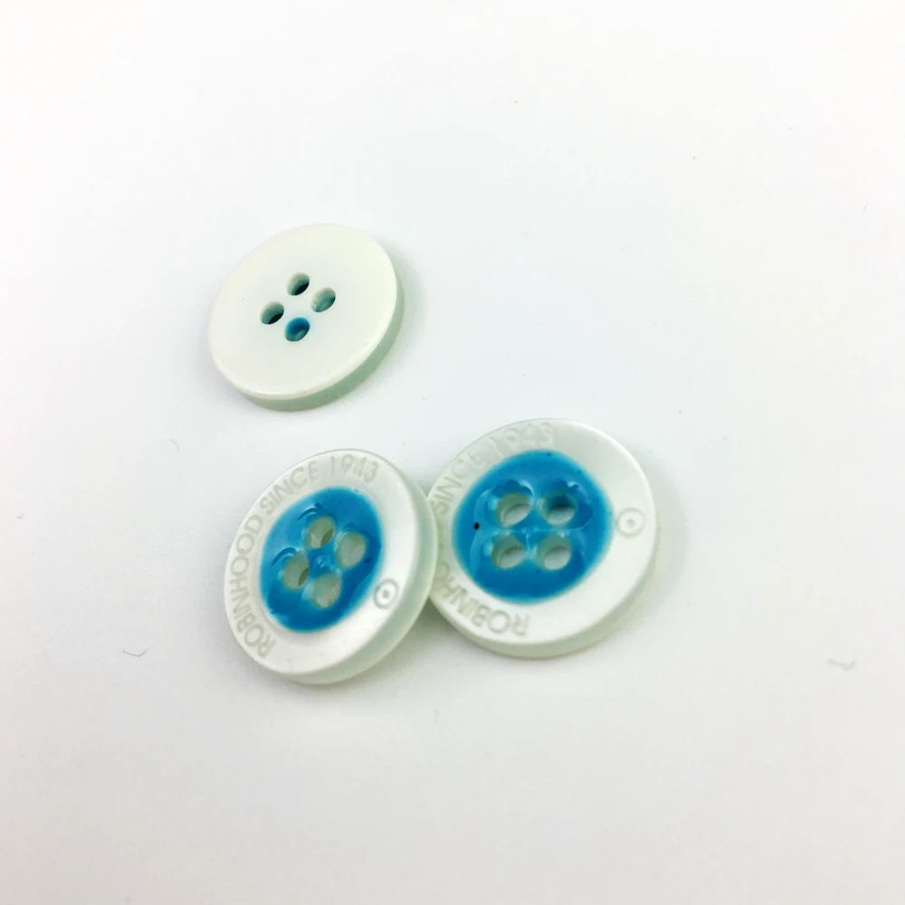 

Custom laser logo 2 holes garment Round plastic Buttons for Clothing
