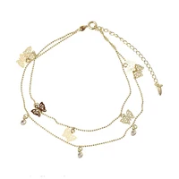 

75022 xuping fashion gold plated multi butterfly fancy anklet for women, gold anklet designs, gold anklet