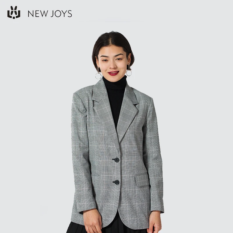 

Wholesale Custom Casual Suit Gray Ladies Plaid Stripe Fashion Double Breasted Elegant Blazer Women