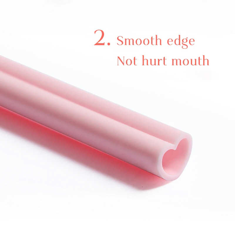 

Heart shape Eco-friendly straw Reusable Foldable straw Silicone straw, Red, pink