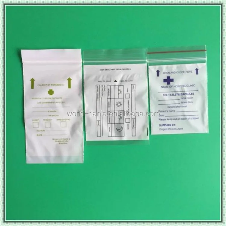 Custom Printed Medical Ziplock Plastic Bag For Medication,Pills,Drugs