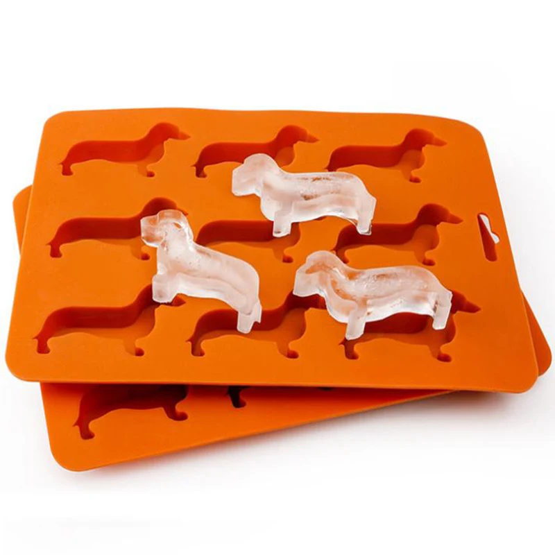 

Custom Cute Dog Shape Non-toxic 9 Cavity Food Grade Silicone Ice Cube Tray Mold, Orange,red,customized
